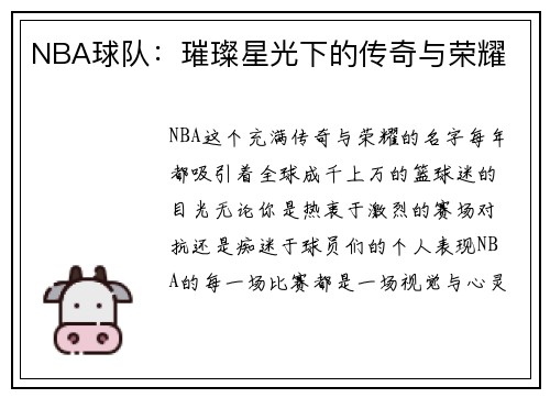 NBA球队:璀璨星光下的传奇与荣耀